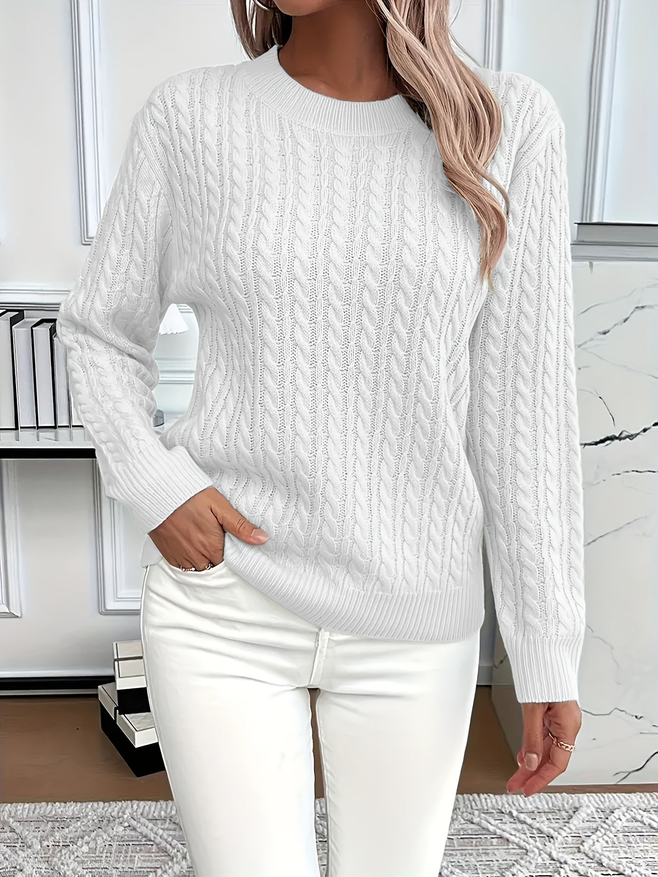 Knitted Cable Sweater for Women – Soft and Stylish Sweater for Spring and Autumn