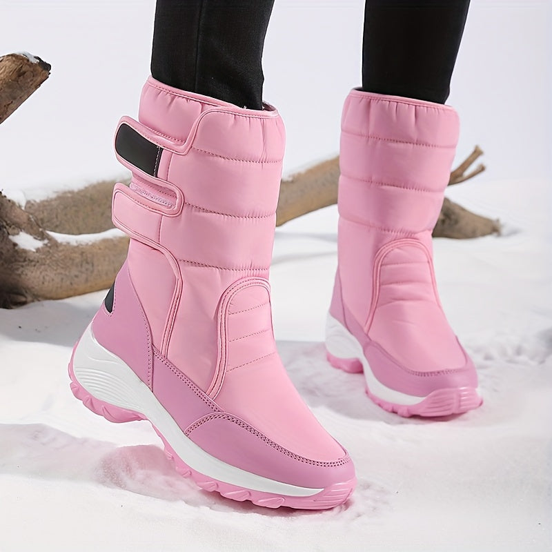 Ladies Mid-Cut Snow Boots – Warm Winter Boots with Anti-Slip Sole and Velcro Closure