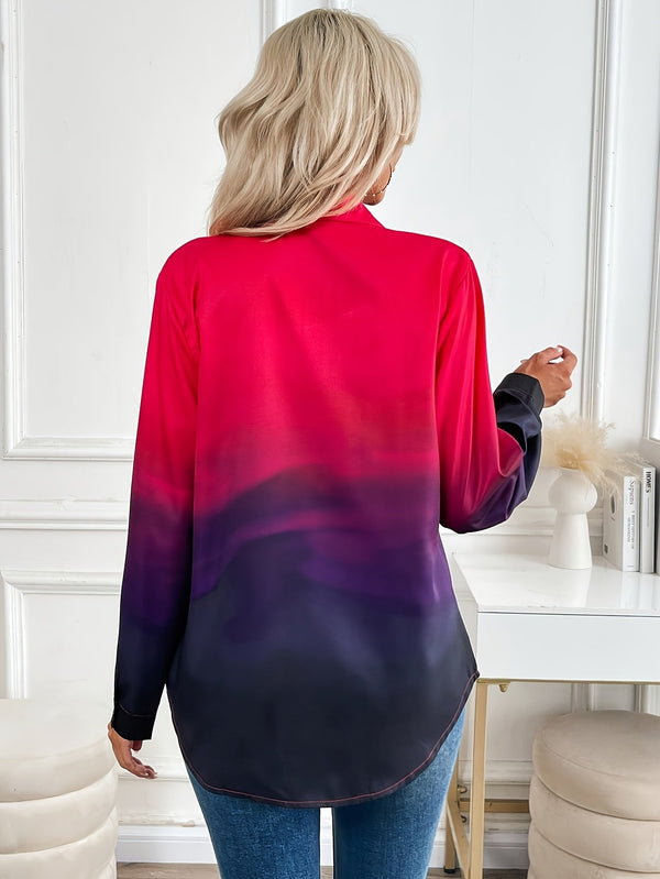 Gradient Women's Checkered Blouse – Cheerful and Stylish for Summer