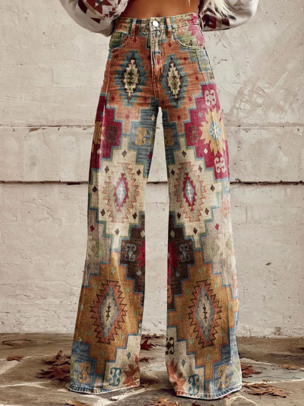Maya Boho Denim Statement Pants – For a Creative and Free Style