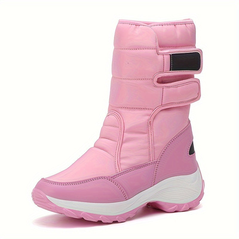 Ladies Mid-Cut Snow Boots – Warm Winter Boots with Anti-Slip Sole and Velcro Closure