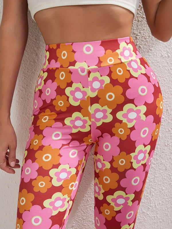 Cheerful Floral Flared Pants – Stylish and Breathable for Spring and Summer