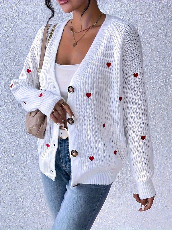 Lune Embroidered Hearts Cardigan – Stylish and Comfortable for Spring and Autumn