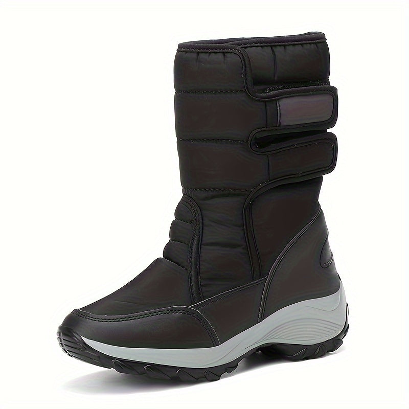 Ladies Mid-Cut Snow Boots – Warm Winter Boots with Anti-Slip Sole and Velcro Closure