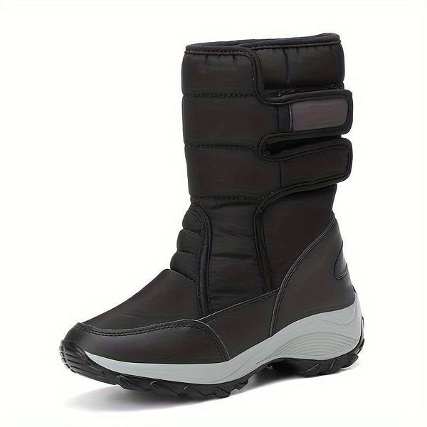 Ladies Mid-Cut Snow Boots – Warm Winter Boots with Anti-Slip Sole and Velcro Closure
