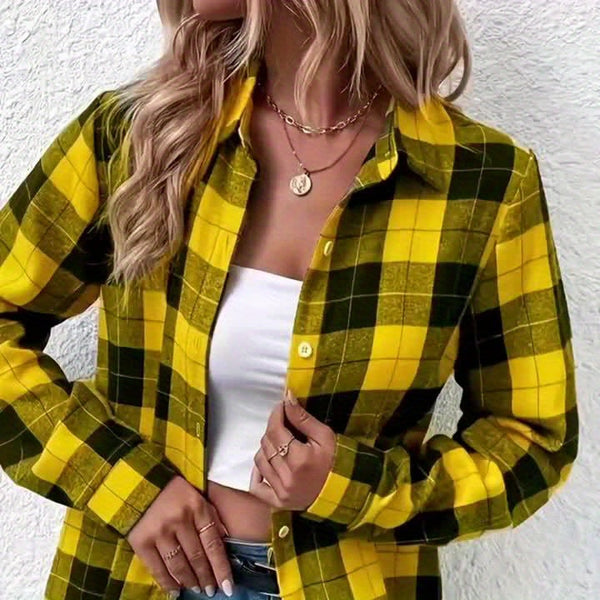 Casual Check Blouse – Stylish and Comfortable for Spring and Autumn