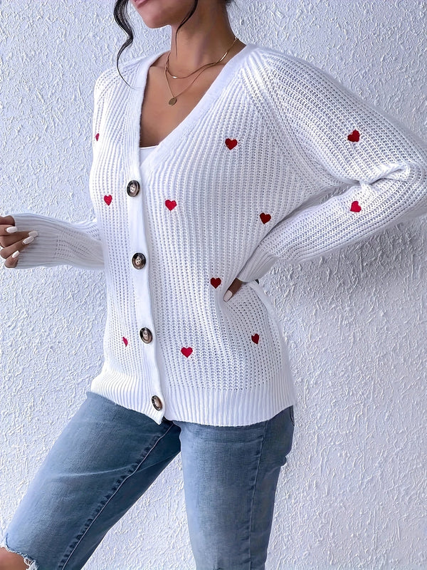 Lune Embroidered Hearts Cardigan – Stylish and Comfortable for Spring and Autumn