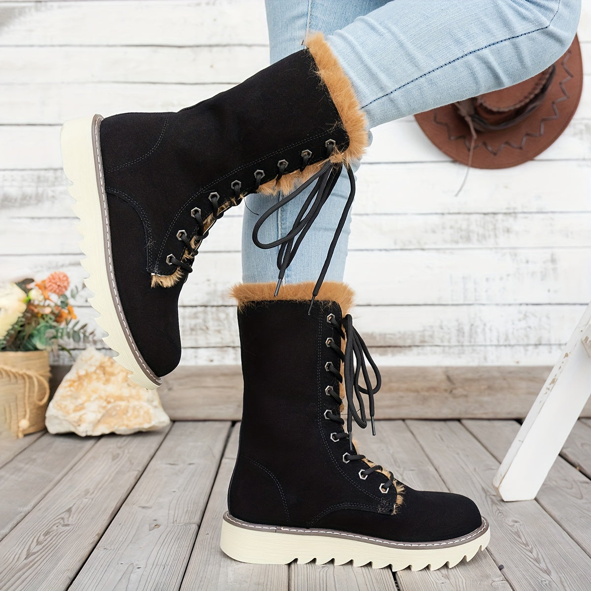 Lieke Winter Boots with Laces - For Style and Warmth