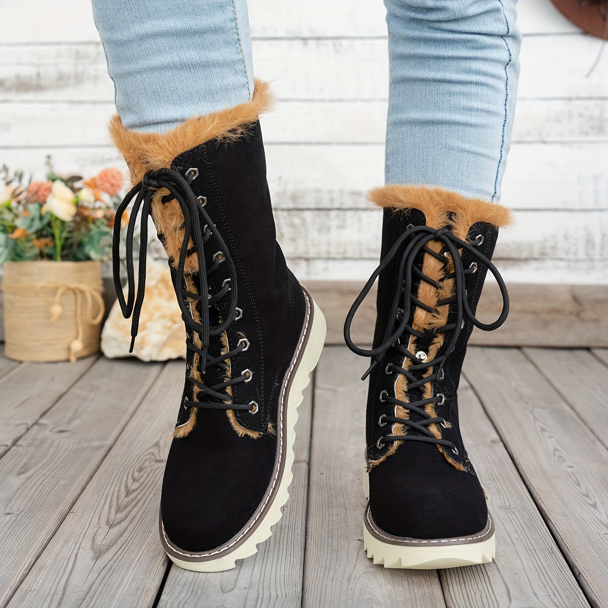 Lieke Winter Boots with Laces - For Style and Warmth