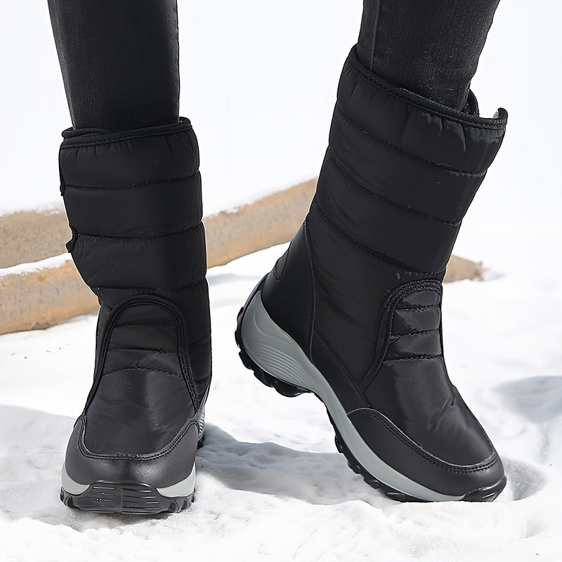 Ladies Mid-Cut Snow Boots – Warm Winter Boots with Anti-Slip Sole and Velcro Closure