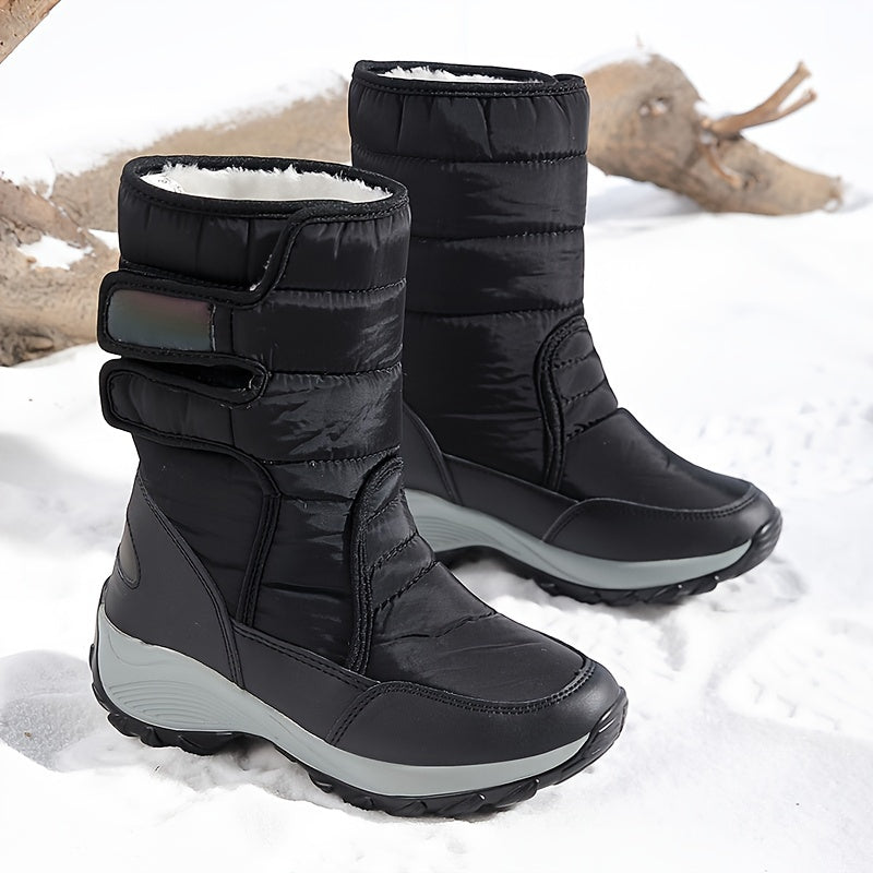 Ladies Mid-Cut Snow Boots – Warm Winter Boots with Anti-Slip Sole and Velcro Closure