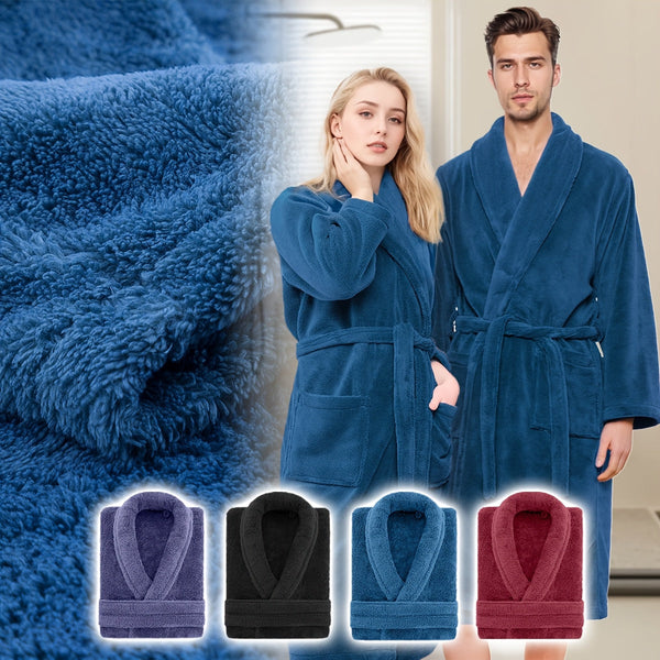 Luxe Unisex Coral Fleece Bathrobe – Ultra Soft and Warm for Your Comfort