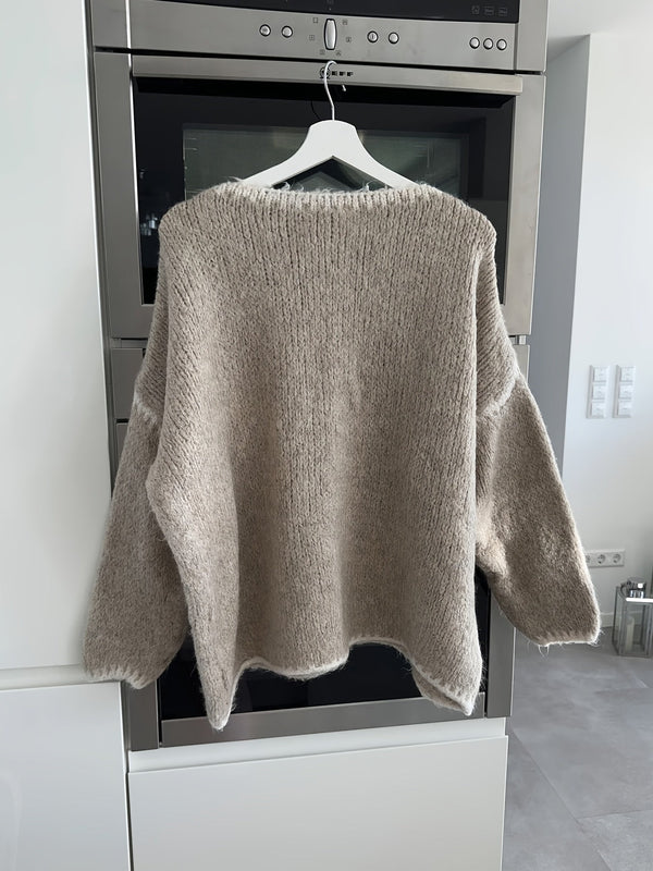 Off-The-Shoulder Color Block Sweater - Casual and Comfortable for Autumn and Winter