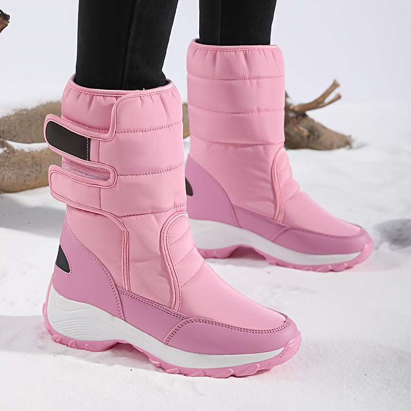Ladies Mid-Cut Snow Boots – Warm Winter Boots with Anti-Slip Sole and Velcro Closure