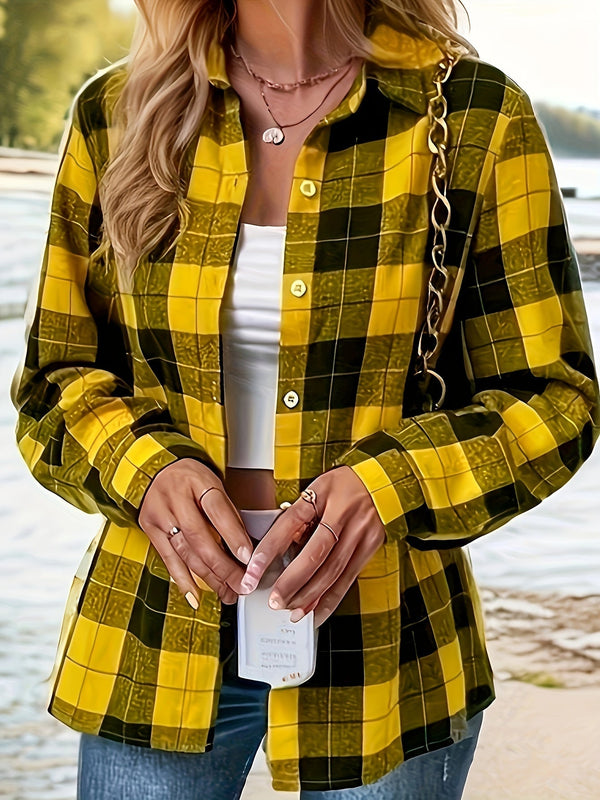 Casual Check Blouse – Stylish and Comfortable for Spring and Autumn