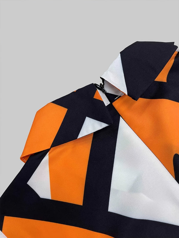 Elegant Geometric Printed Jumpsuit – Wide Legs and Belt for Parties and Casual Wear