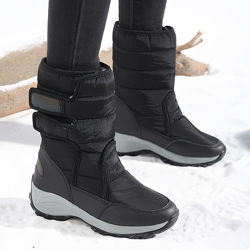 Ladies Mid-Cut Snow Boots – Warm Winter Boots with Anti-Slip Sole and Velcro Closure