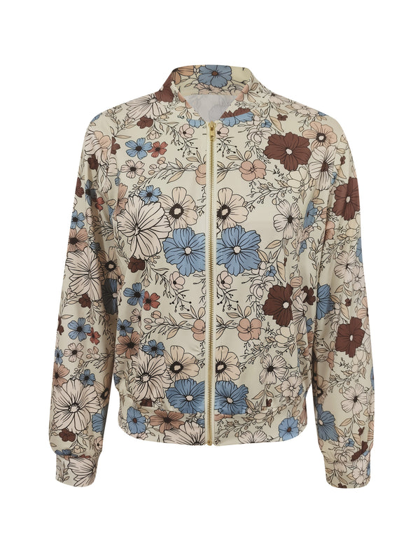 Floral Print Casual Jacket for Women – Lightweight and Stylish for Spring and Autumn