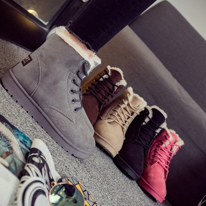 Ladies Winter Boots - Comfortable Suede Boots with Fleece Lining