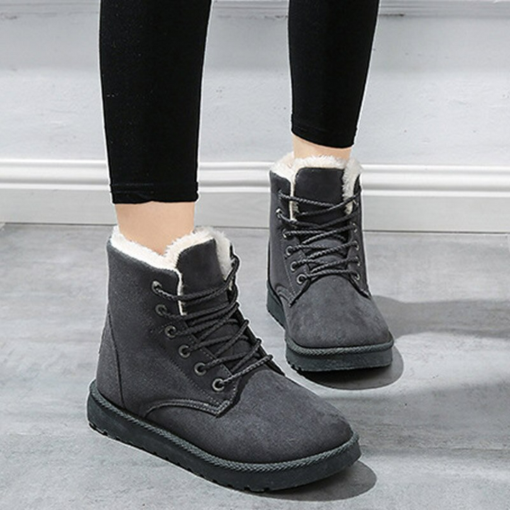 Ladies Winter Boots - Comfortable Suede Boots with Fleece Lining