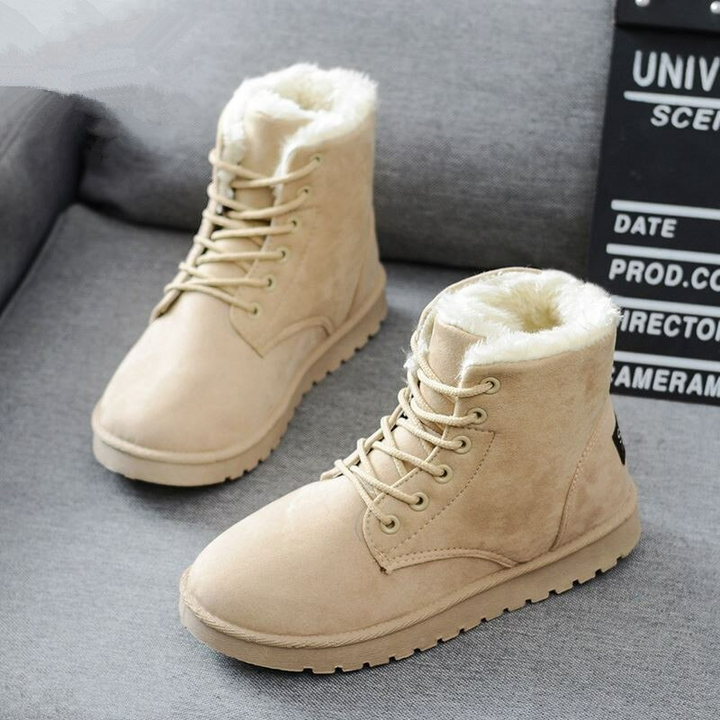 Ladies Winter Boots - Comfortable Suede Boots with Fleece Lining