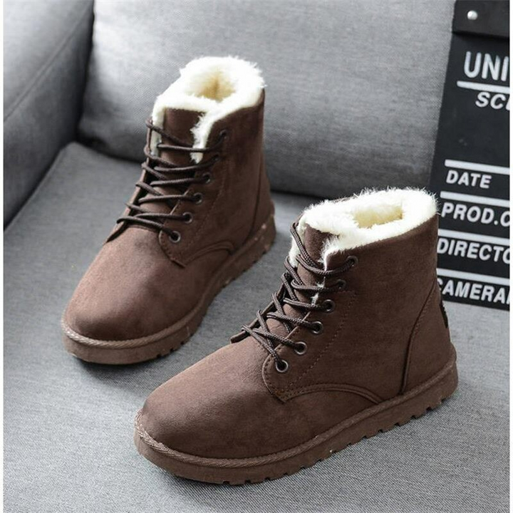 Ladies Winter Boots - Comfortable Suede Boots with Fleece Lining